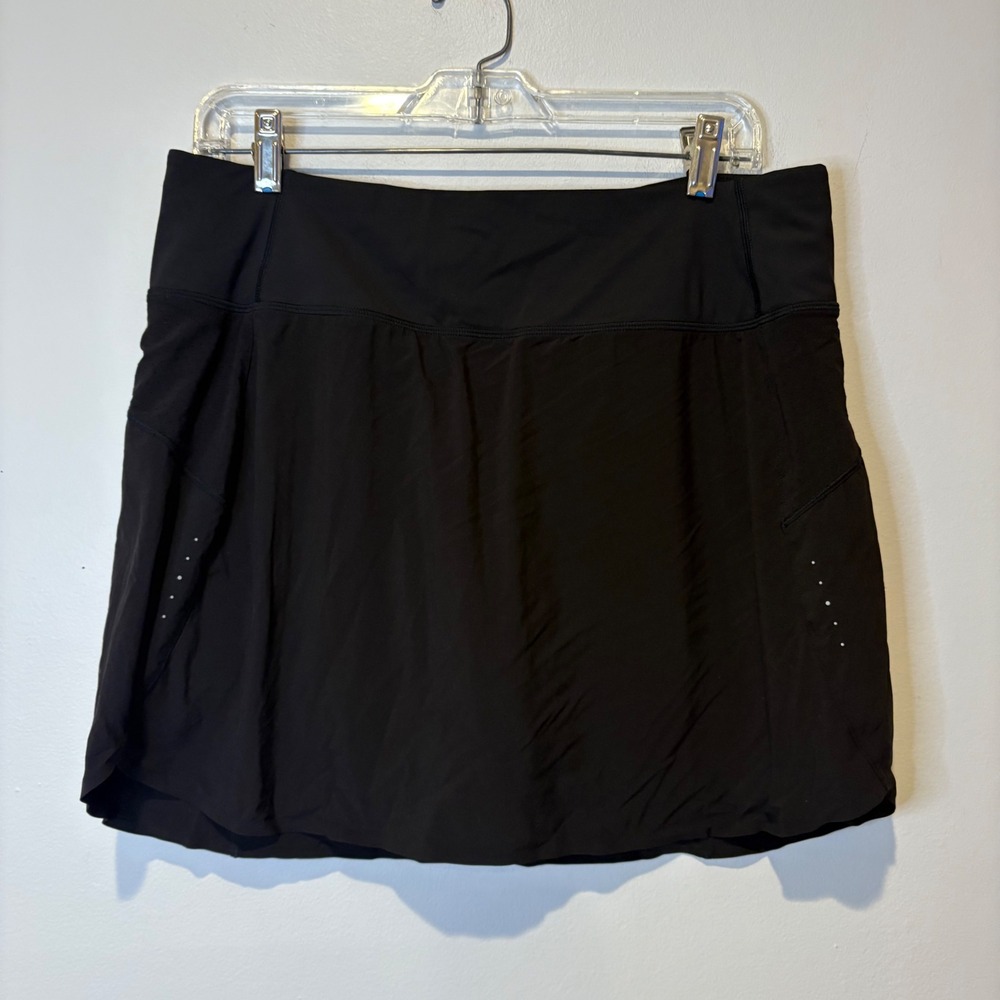 Athleta Run With It Skort 16" Black‎ Built in Shorts Women's Size L Athleisure